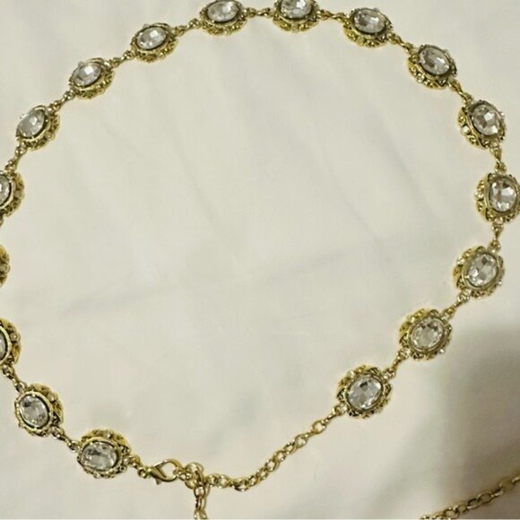 Luvatar Gold Crystal Waist Chain Belt Vintage Glam Statement Jewelry - Picture 4 of 7